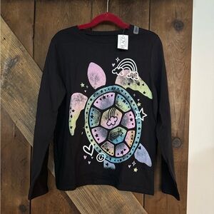 4/$12 The Children's Place Black Tee with Multicolor Turtle Design